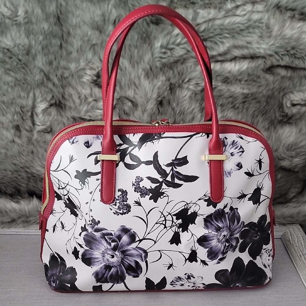 Reaction Kenneth Cole Black, White and Red Floral Shoulder Bag - Picture 8 of 16